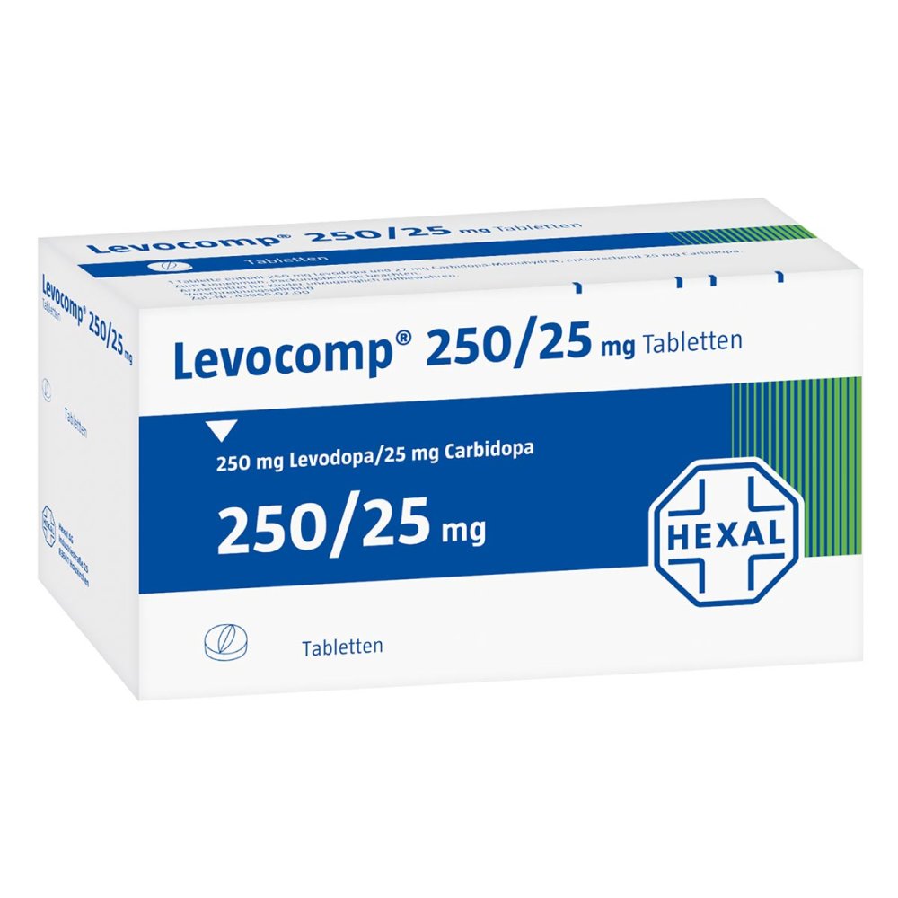 Das Produktfoto zeigt Levocomp 250/25 Mg Tabletten (2X100 stk) PZN 04957746