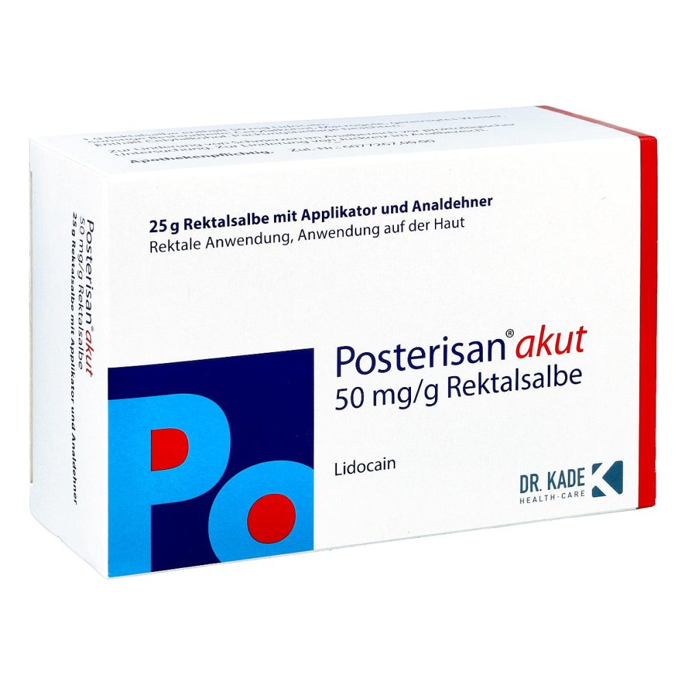 Das Produktfoto zeigt Posterisan Akut 50 Mg/G Rektalsalbe Mit Analdehner (25 g) PZN 04957887