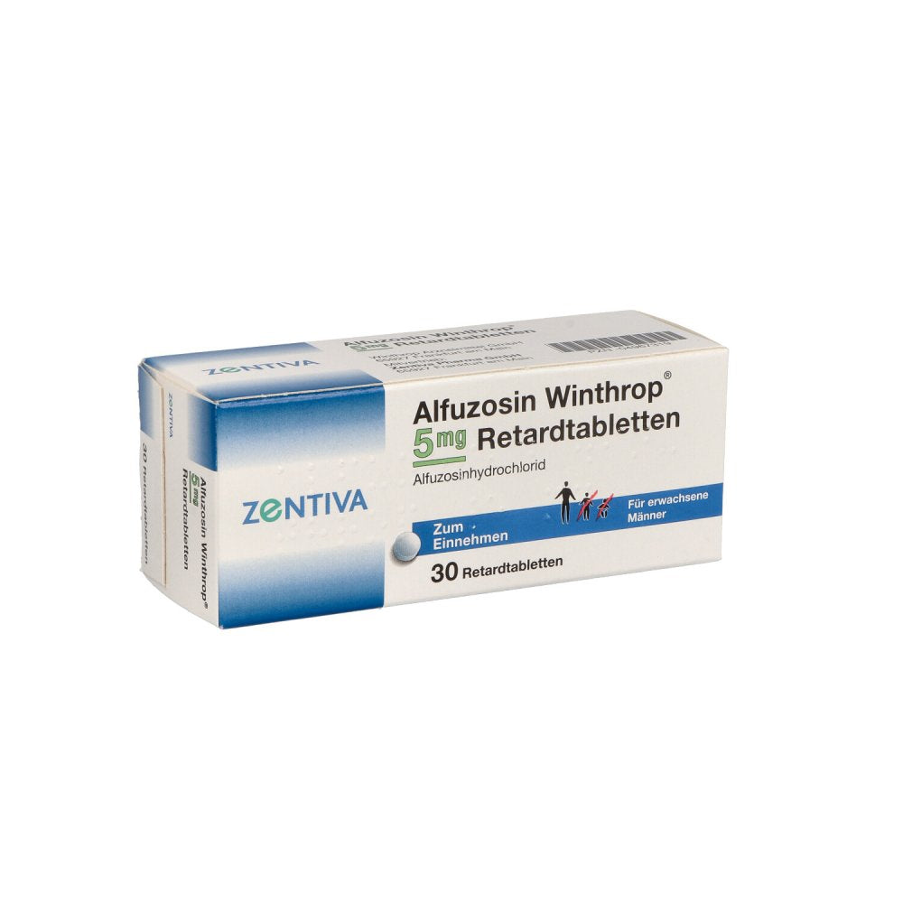 Das Produktfoto zeigt Alfuzosin Winthrop 5 Mg Retardtabletten (30 stk) PZN 04967319