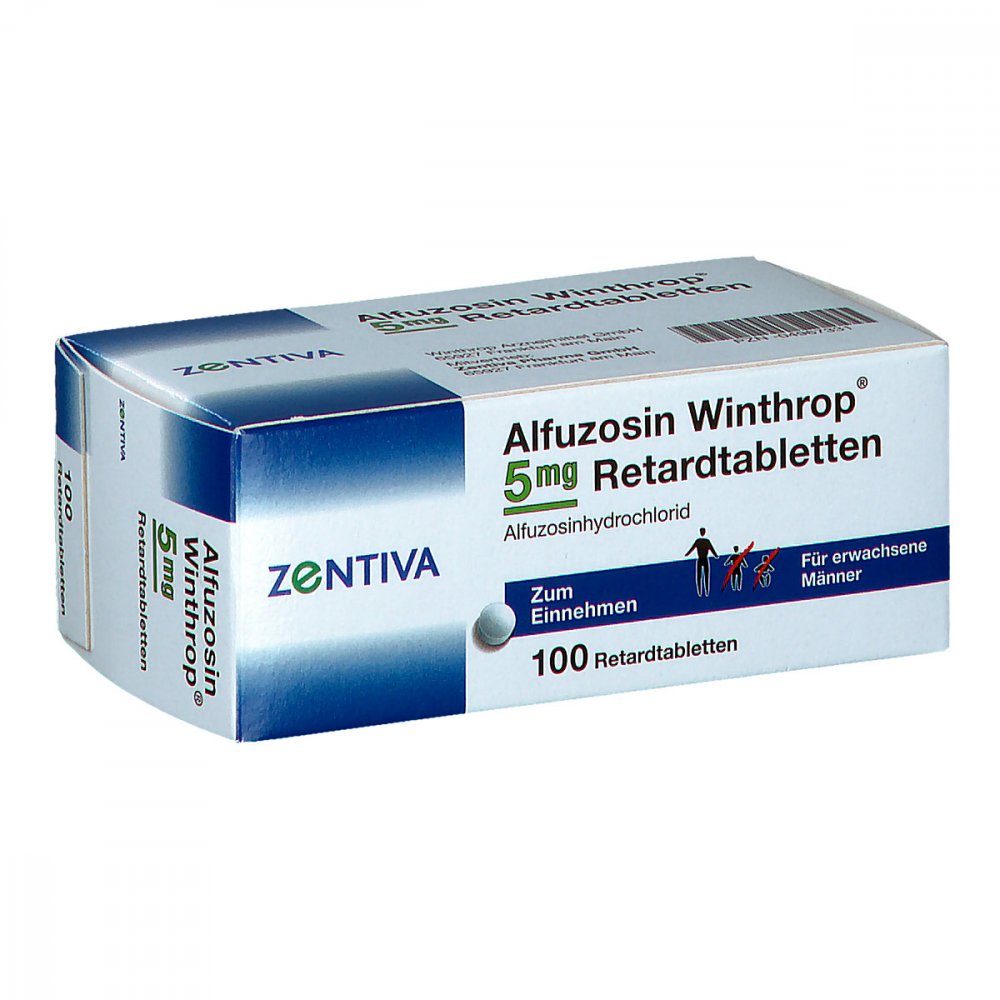 Das Produktfoto zeigt Alfuzosin Winthrop 5 Mg Retardtabletten (100 stk) PZN 04967331
