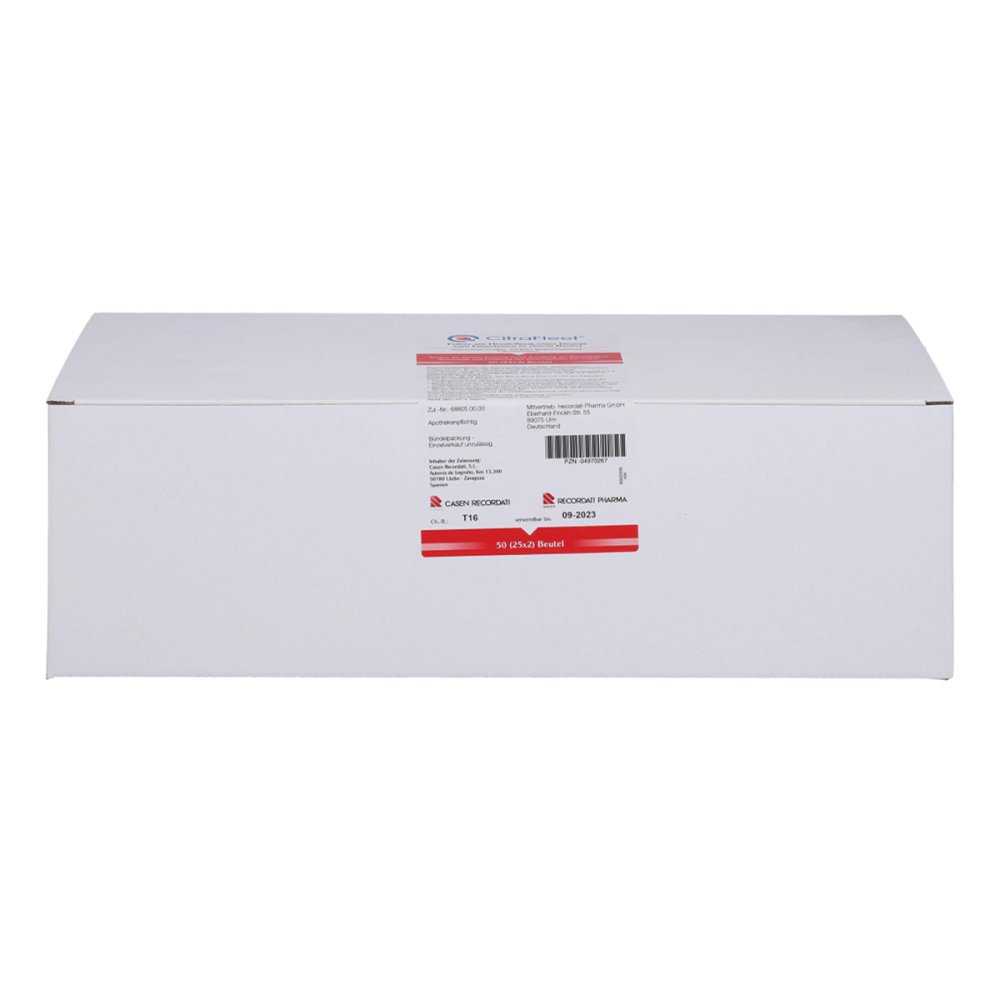 Das Produktfoto zeigt Citrafleet Plv.Z.Her.E.Lsg.Z.Einnehmen Beutel (25X2 stk) PZN 04970267