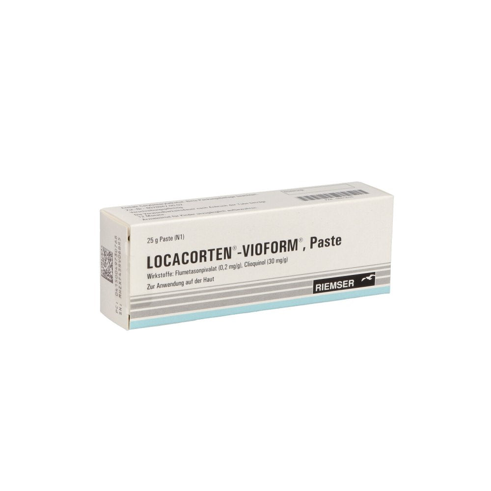 Das Produktfoto zeigt Locacorten Vioform Paste (25 g) PZN 04973076