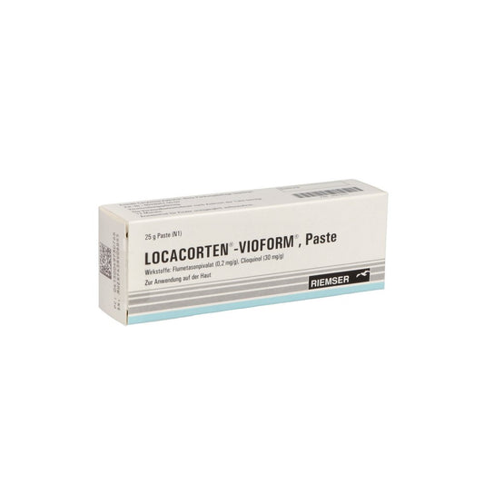 Das Produktfoto zeigt Locacorten Vioform Paste (25 g) PZN 04973076