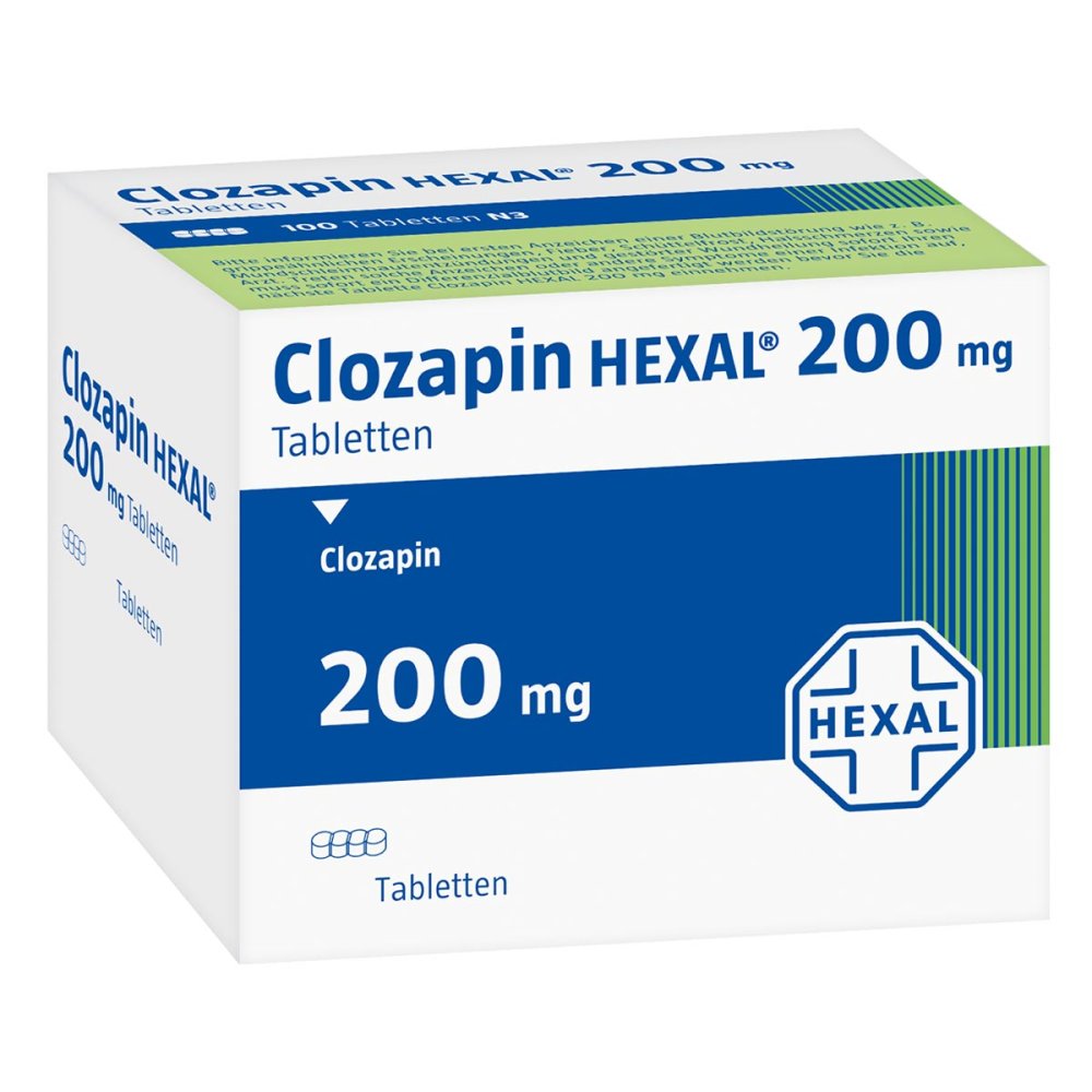 Das Produktfoto zeigt Clozapin Hexal 200 Mg Tabletten (100 stk) PZN 04973260