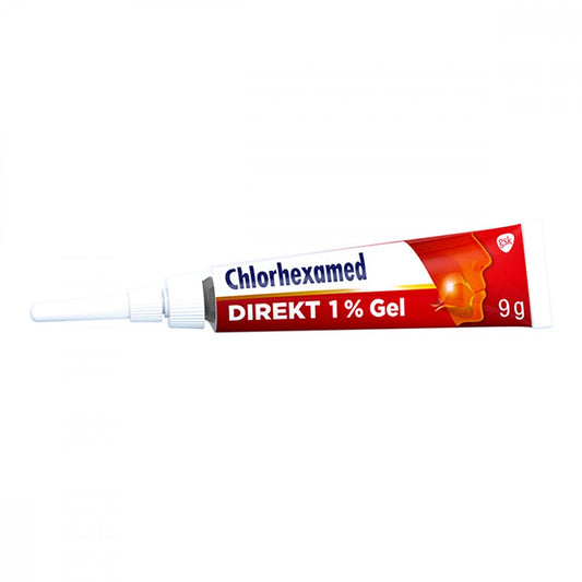 Das Produktfoto zeigt Chlorhexamed Direkt 1% Gel (9 g) PZN 04978599