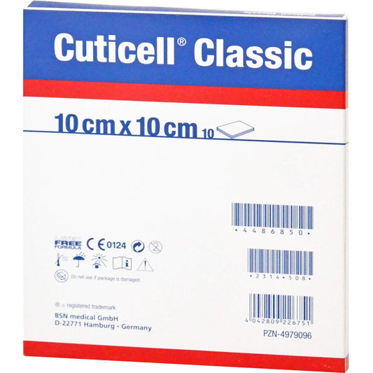 Das Produktfoto zeigt Cuticell Classic Wundgaze 10x10 Cm (100 stk) PZN 04979104