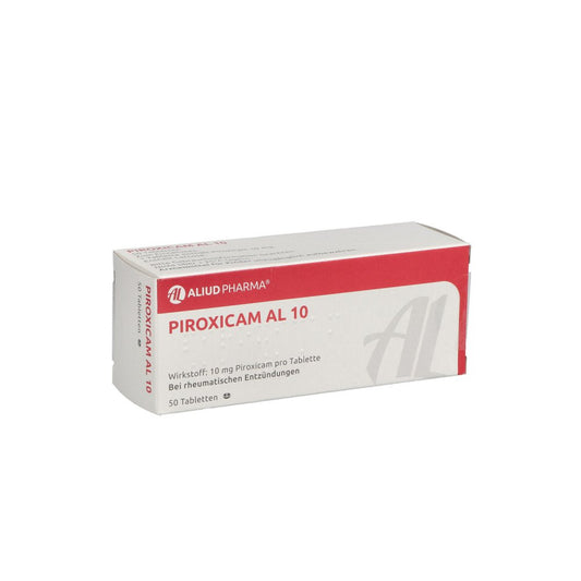 Das Produktfoto zeigt Piroxicam Al 10 Tabletten (50 stk) PZN 04981986