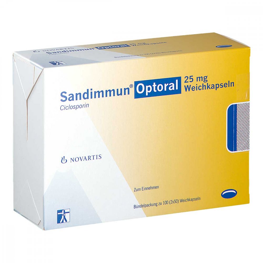 Das Produktfoto zeigt Sandimmun Optoral 25 Mg Weichkapseln (100 stk) PZN 04994670