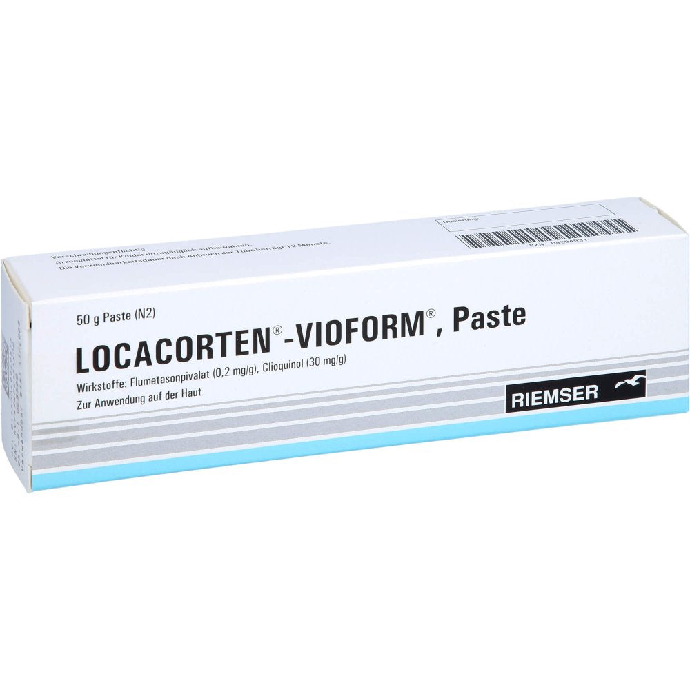 Das Produktfoto zeigt Locacorten Vioform Paste (50 g) PZN 04994931