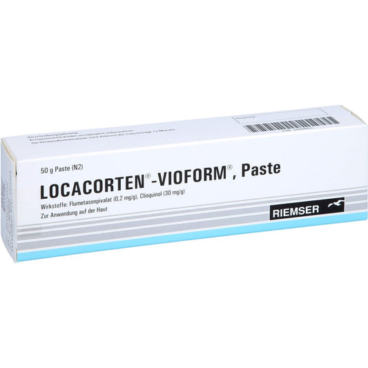 Das Produktfoto zeigt Locacorten Vioform Paste (50 g) PZN 04994931