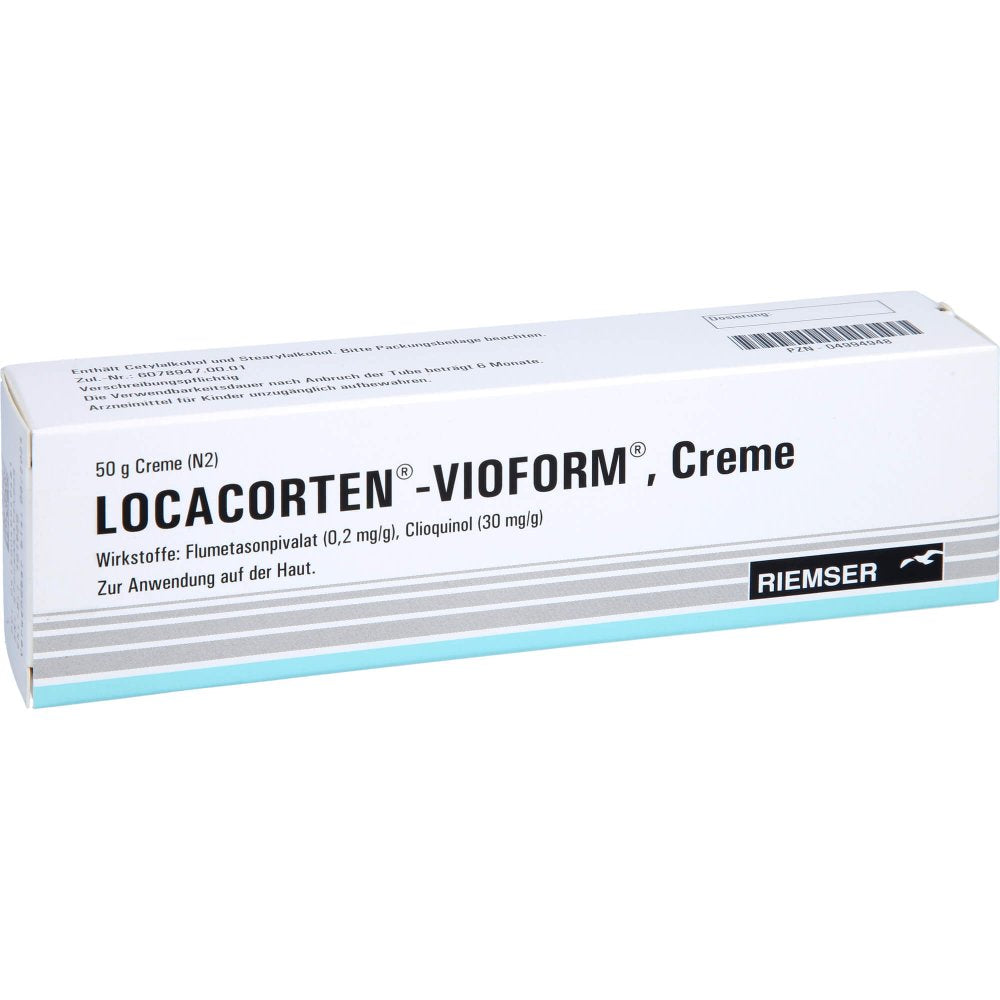 Das Produktfoto zeigt Locacorten Vioform Creme (50 g) PZN 04994948