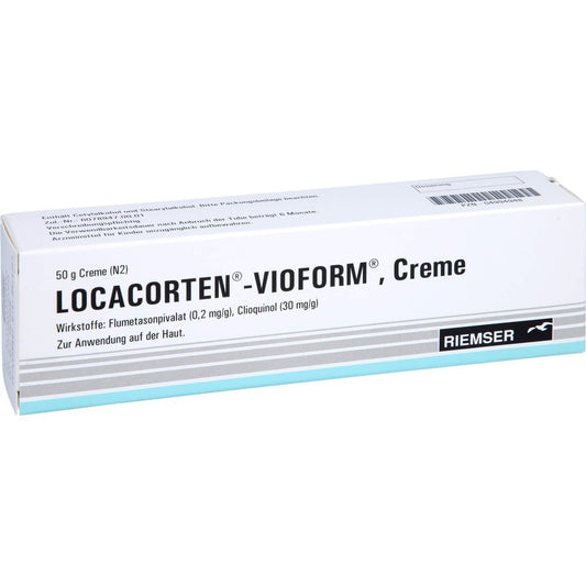 Das Produktfoto zeigt Locacorten Vioform Creme (50 g) PZN 04994948