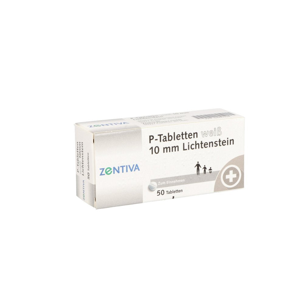 Das Produktfoto zeigt P Tabletten Weiß 10 Mm (50 stk) PZN 04997438