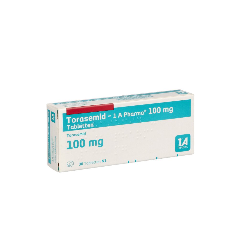Das Produktfoto zeigt Torasemid-1a Pharma 100 Mg Tabletten (30 stk) PZN 05008058