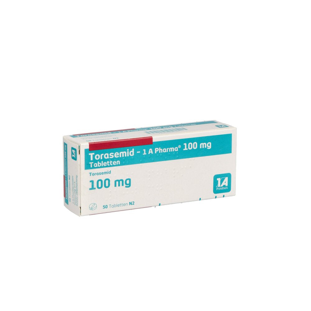 Das Produktfoto zeigt Torasemid-1a Pharma 100 Mg Tabletten (50 stk) PZN 05008176