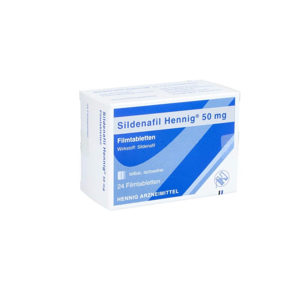 Das Produktfoto zeigt Sildenafil Hennig 50 Mg Filmtabletten (24 stk) PZN 05024092
