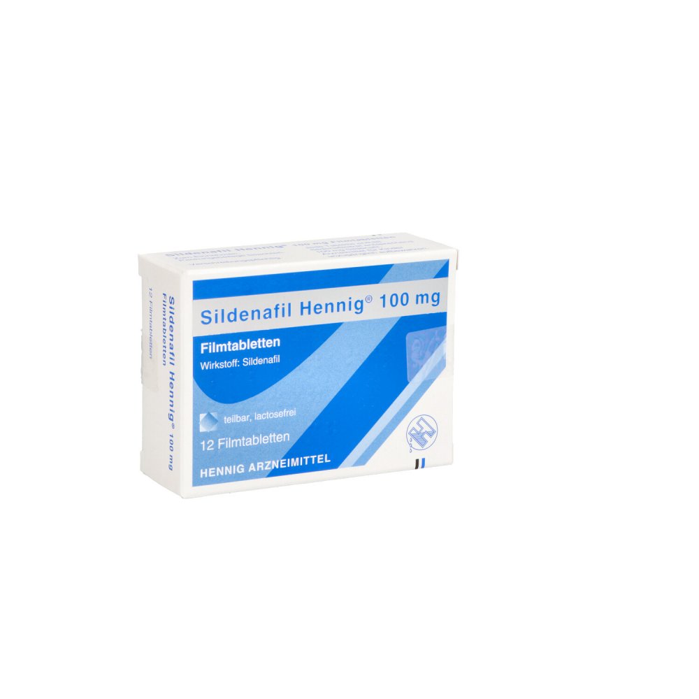 Das Produktfoto zeigt Sildenafil Hennig 100 Mg Filmtabletten (12 stk) PZN 05024117
