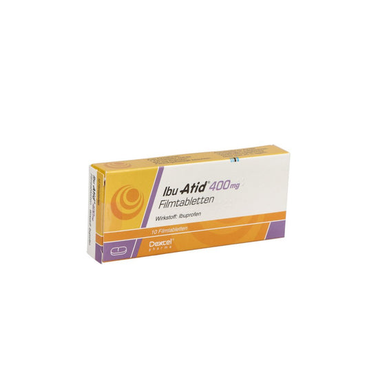 Das Produktfoto zeigt Ibu Atid 400 Mg Filmtabletten (10 stk) PZN 05035842