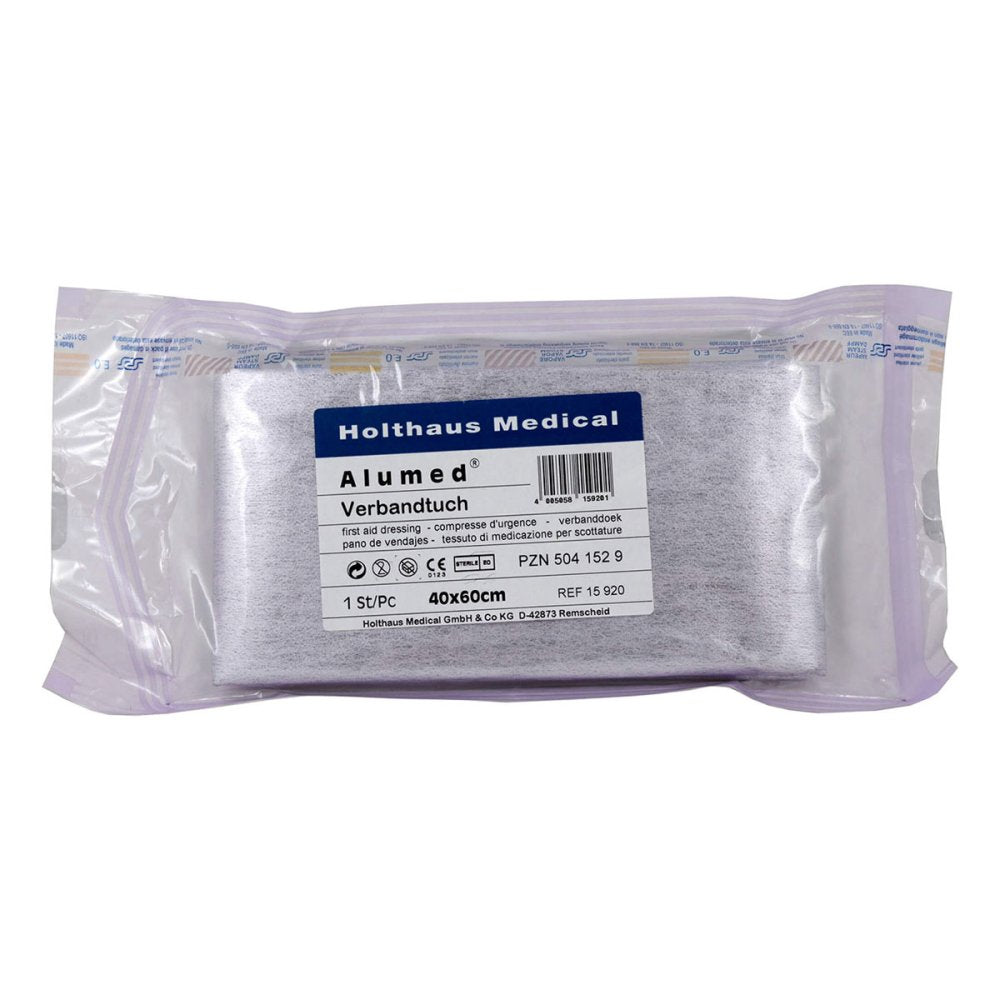 Das Produktfoto zeigt Verbandtuch Alumed Klein (1 stk) PZN 05041529