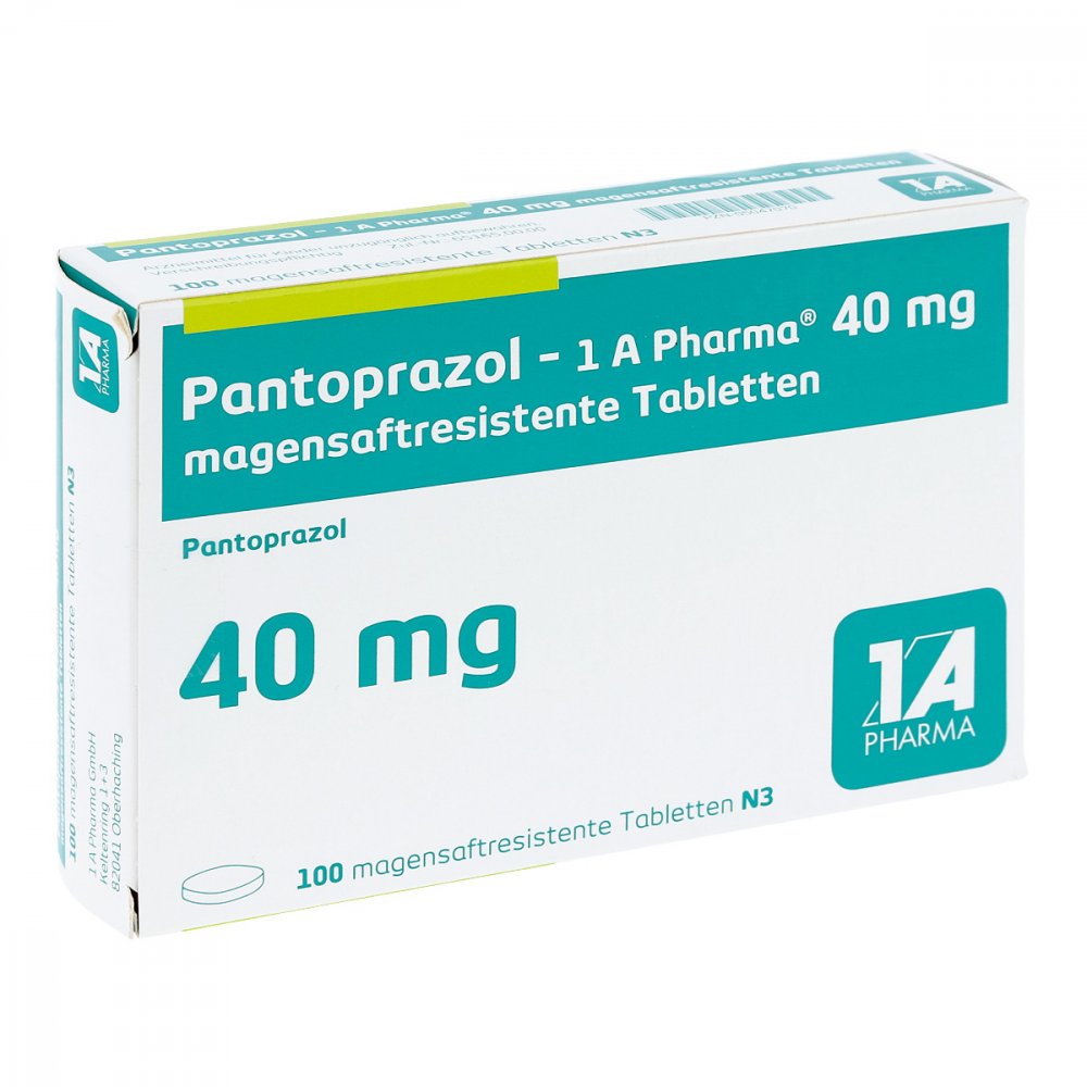 Das Produktfoto zeigt Pantoprazol-1a Pharma 40 Mg Magensaftres.Tabletten (100 stk) PZN 05047070