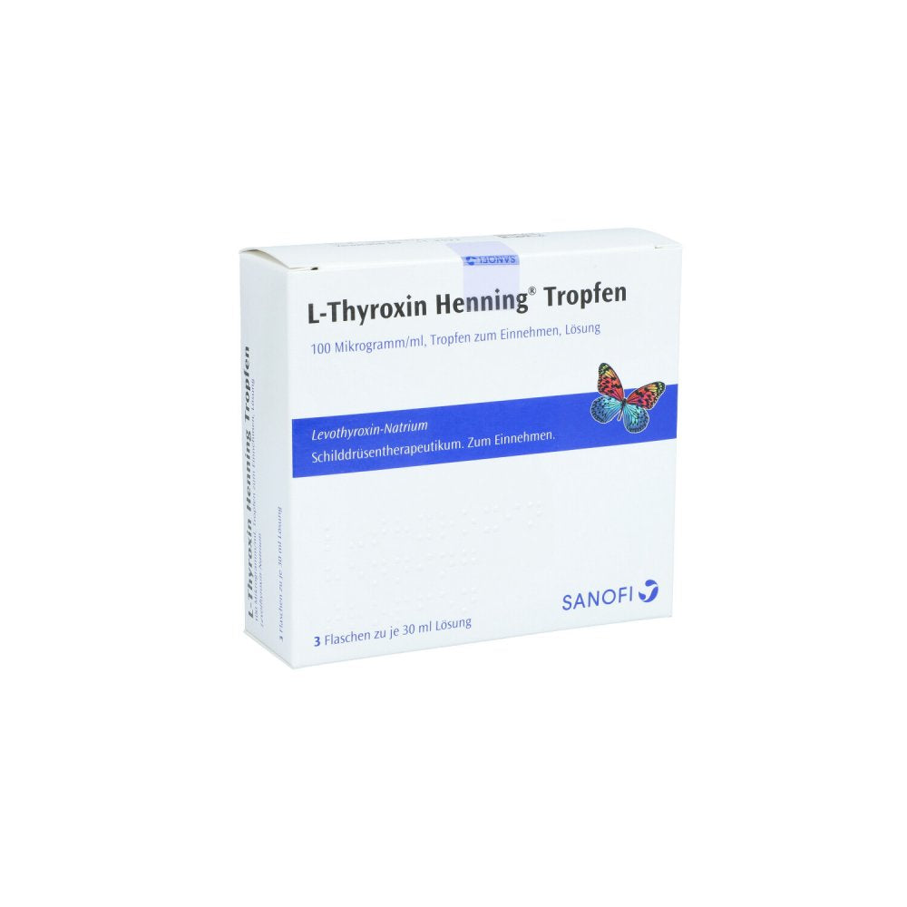 Das Produktfoto zeigt L-Thyroxin Henning Tropfen (3X30 ml) PZN 05103064
