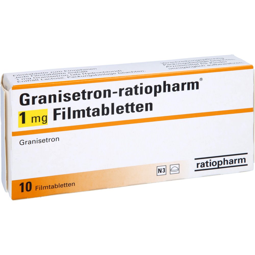 Das Produktfoto zeigt Granisetron-Ratiopharm 1 Mg Filmtabletten (10 stk) PZN 05104862