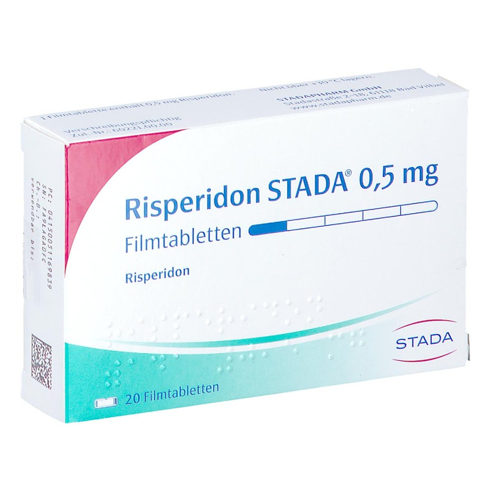 Das Produktfoto zeigt Risperidon Stada 0,5 Mg Filmtabletten (20 stk) PZN 05116983
