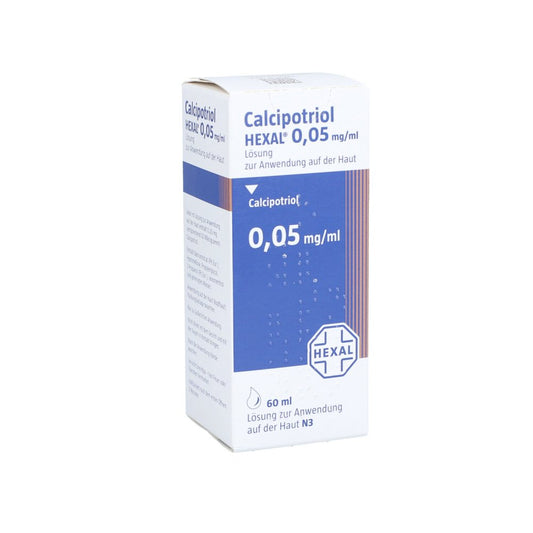 Das Produktfoto zeigt Calcipotriol Hexal 0,05 Mg/Ml Lösung (60 ml) PZN 05119390