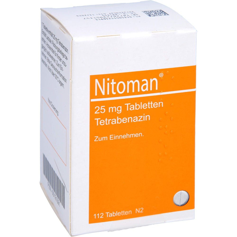 Das Produktfoto zeigt Nitoman 25 Mg Tabletten (112 stk) PZN 05121091