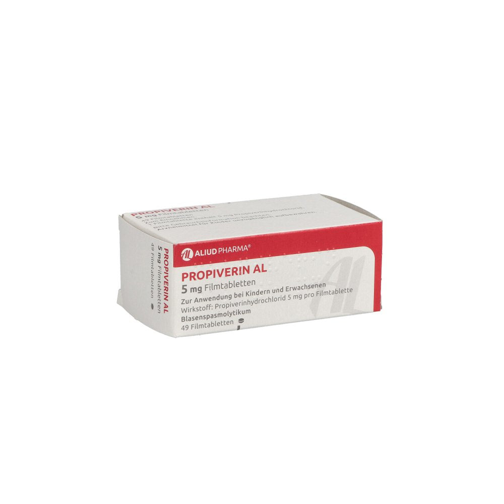 Das Produktfoto zeigt Propiverin Al 5 Mg Filmtabletten (49 stk) PZN 05123492