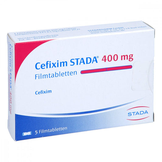 Das Produktfoto zeigt Cefixim Stada 400 Mg Filmtabletten (5 stk) PZN 05124103
