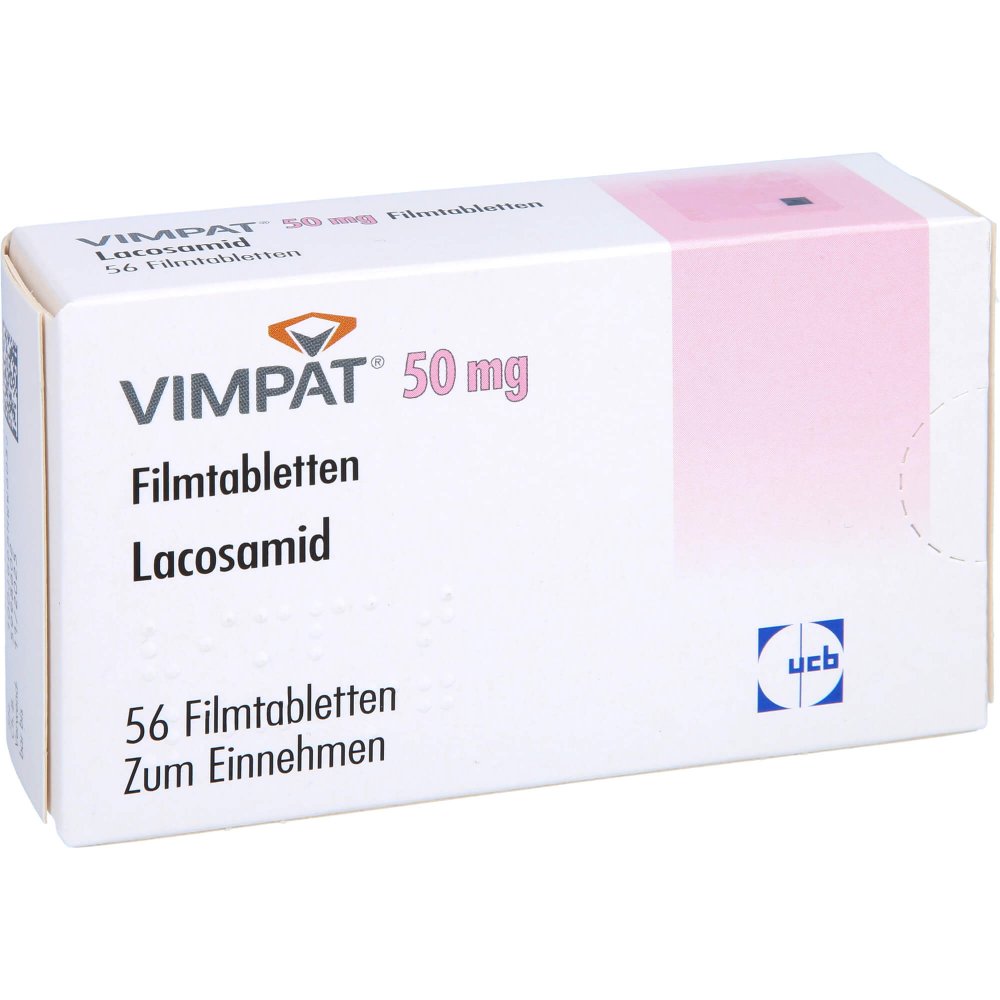 Das Produktfoto zeigt Vimpat 50 Mg Filmtabletten (56 stk) PZN 05137407