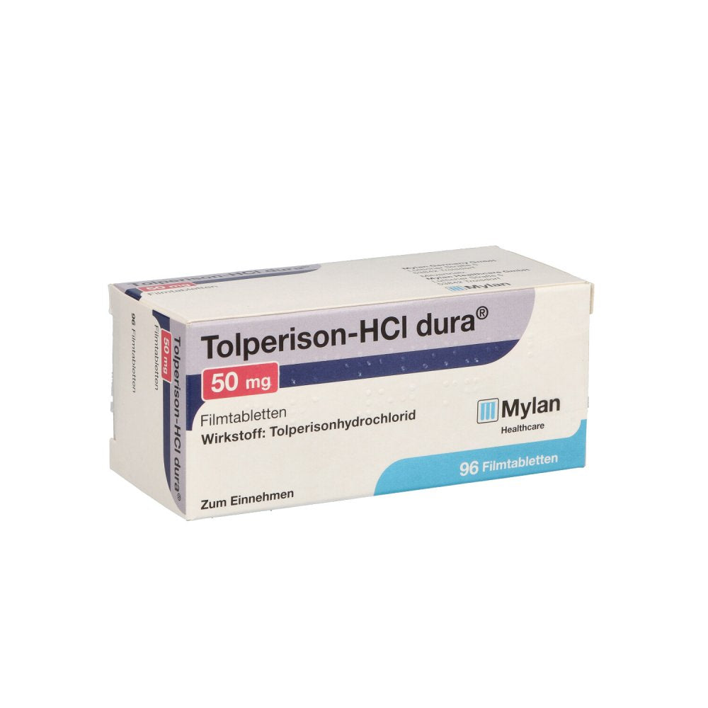 Das Produktfoto zeigt Tolperison-Hcl Dura 50 Mg Filmtabletten (96 stk) PZN 05360878
