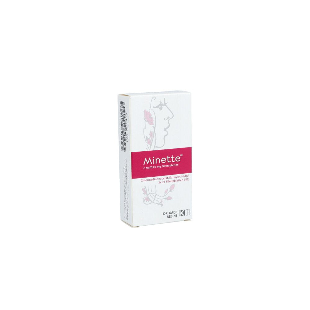 Das Produktfoto zeigt Minette 2 Mg/0,03 Mg Filmtabletten (3X21 stk) PZN 05372628