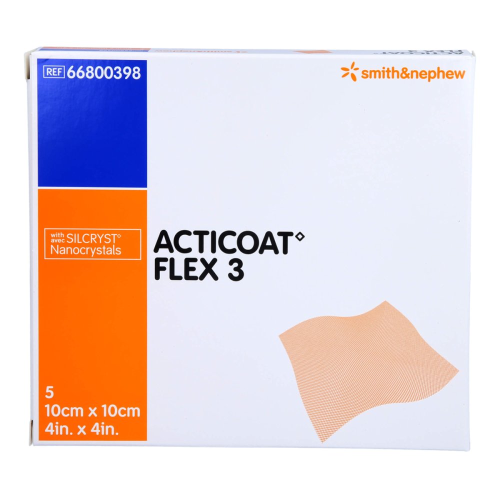 Das Produktfoto zeigt Acticoat Flex 3 10x10 Cm Verband (5 stk) PZN 05372841