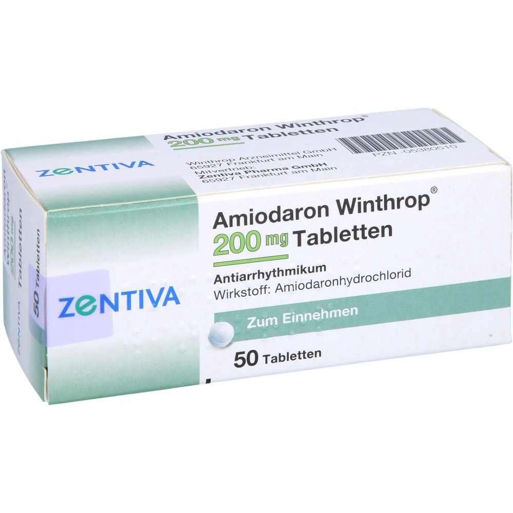 Das Produktfoto zeigt Amiodaron Winthrop 200 Mg Tabletten (50 stk) PZN 05380510