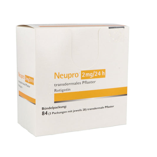 Das Produktfoto zeigt Neupro 2 Mg/24 H Transdermale Pflaster (84 stk) PZN 05381596