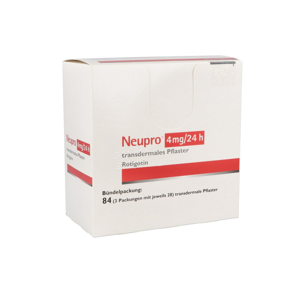Das Produktfoto zeigt Neupro 4 Mg/24 H Transdermale Pflaster (84 stk) PZN 05381610