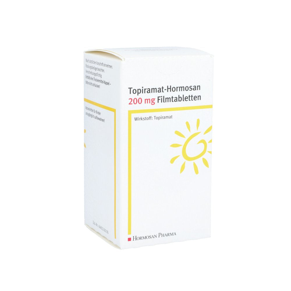 Das Produktfoto zeigt Topiramat Hormosan 200 Mg Filmtabletten (100 stk) PZN 05395747