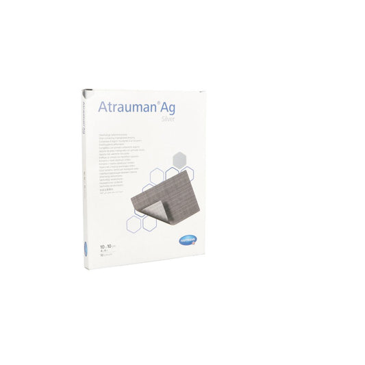 Das Produktfoto zeigt Atrauman Ag 10x10 Cm Steril Kompressen (10 stk) PZN 05397953