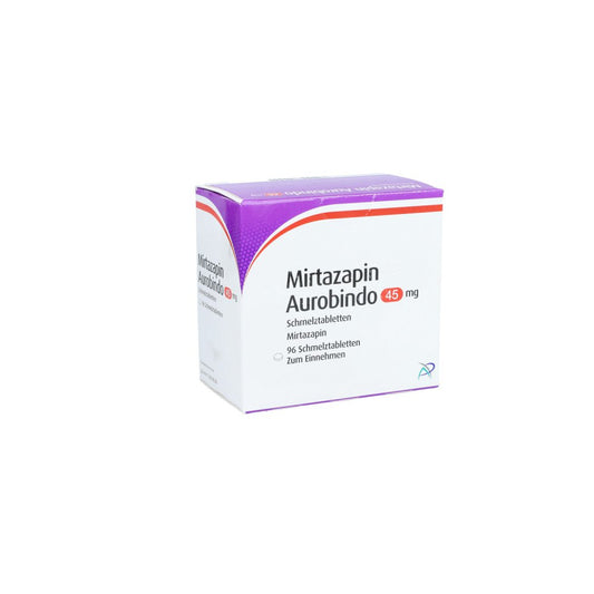 Das Produktfoto zeigt Mirtazapin Aurobindo 45 Mg Schmelztabletten (96 stk) PZN 05454214