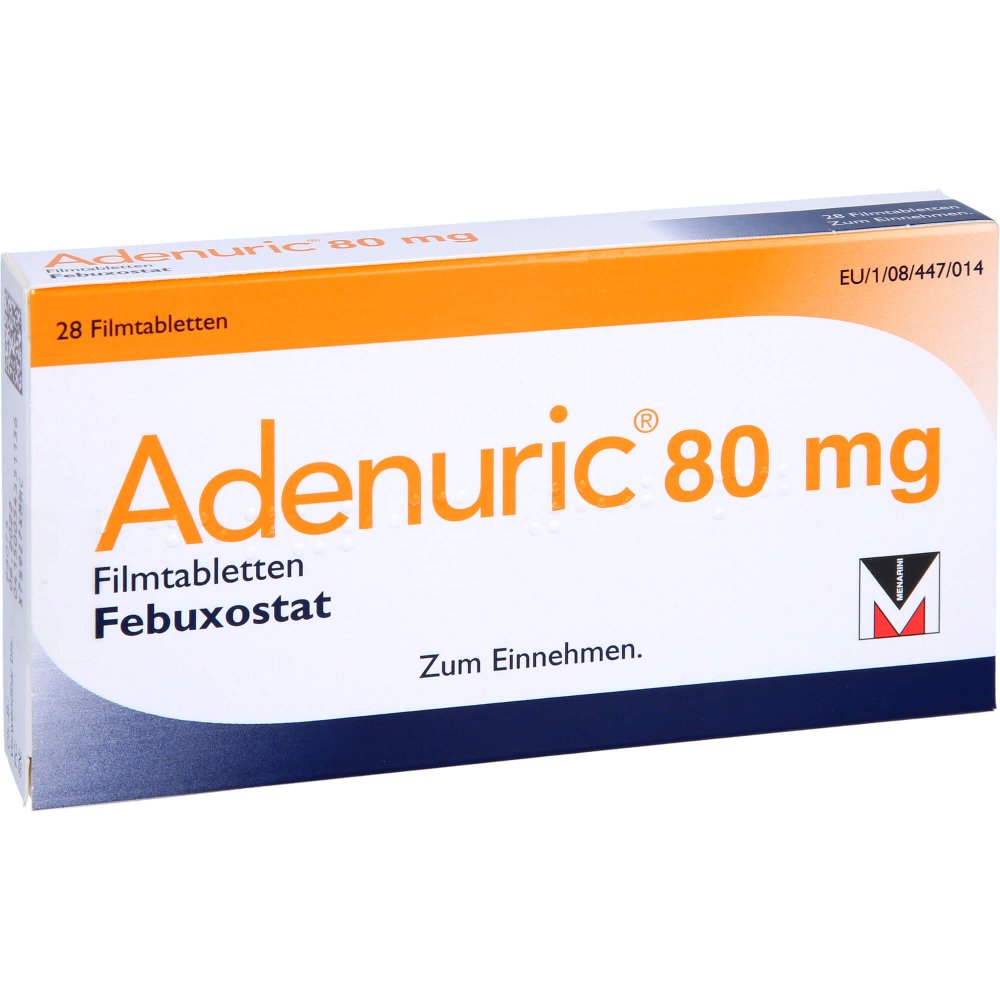 Das Produktfoto zeigt Adenuric 80 Mg Filmtabletten (28 stk) PZN 05455113