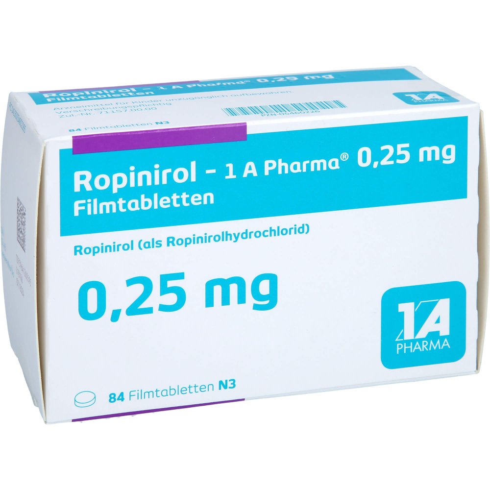 Ropinirol-1a Pharma 0,25 Mg Filmtabletten (84 stk)
