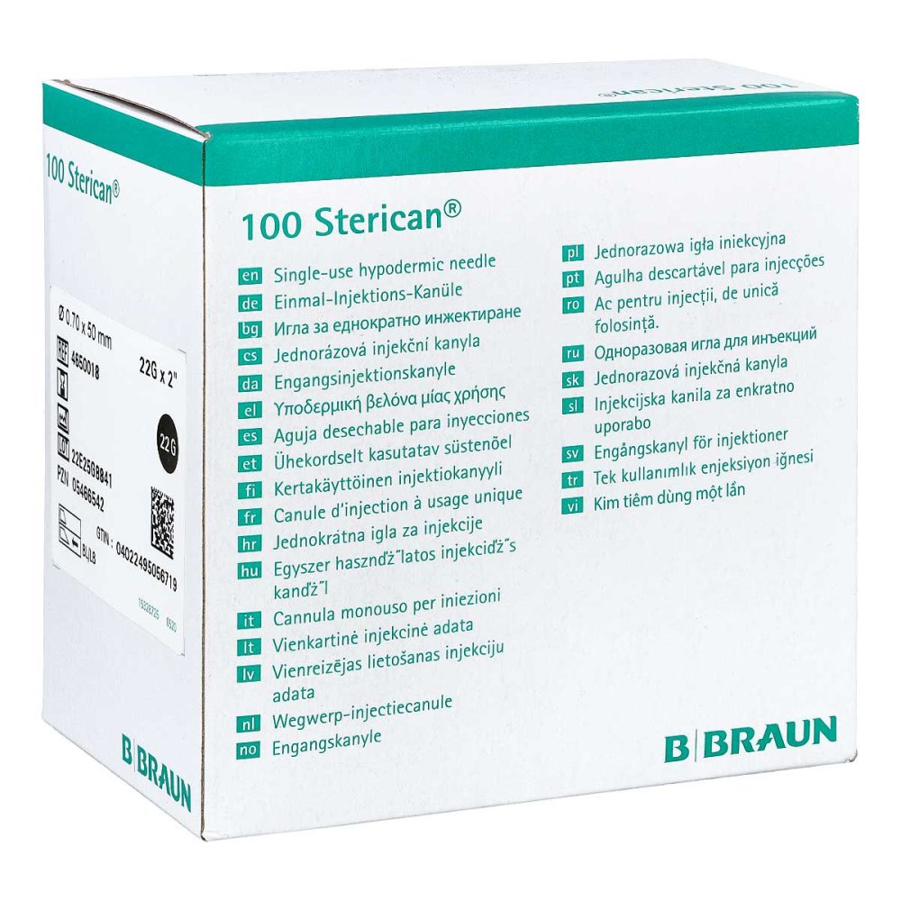 Das Produktfoto zeigt Sterican Kanülen 22 Gx2 0,7x50 Mm (100 stk) PZN 05466542