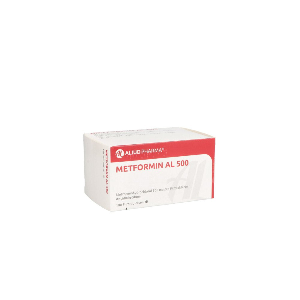 Das Produktfoto zeigt Metformin Al 500 Mg Filmtabletten (180 stk) PZN 05481263