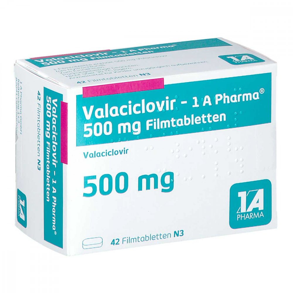 Valaciclovir-1a Pharma 500 Mg Filmtabletten (42 stk)