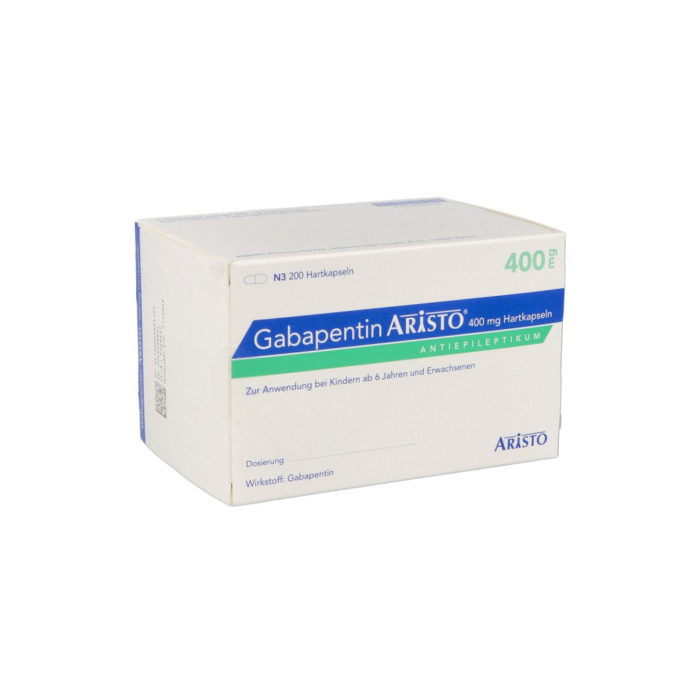 Das Produktfoto zeigt Gabapentin Aristo 400 Mg Hartkapseln (200 stk) PZN 05509412