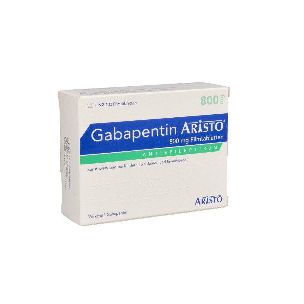 Das Produktfoto zeigt Gabapentin Aristo 800 Mg Filmtabletten (100 stk) PZN 05509464