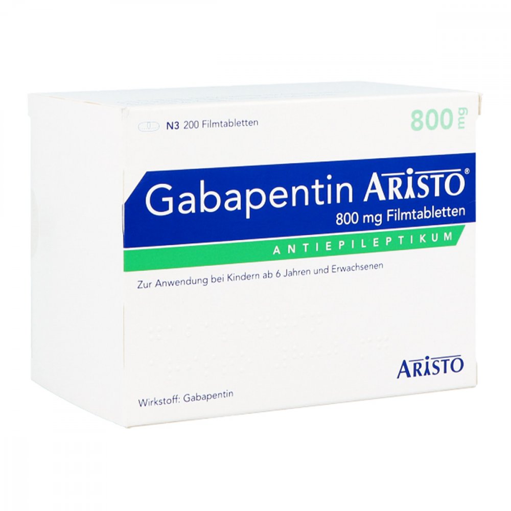 Das Produktfoto zeigt Gabapentin Aristo 800 Mg Filmtabletten (200 stk) PZN 05509470