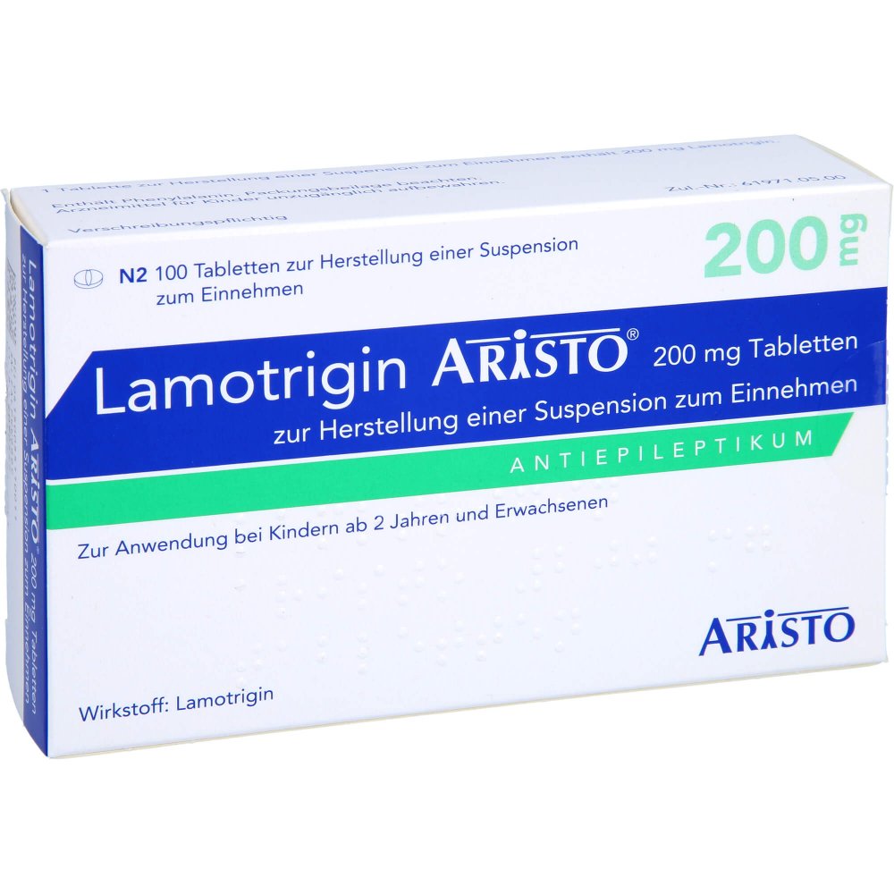 Das Produktfoto zeigt Lamotrigin Aristo 200 Mg Tab.Z.Her.E.Susp.Z.Einn. (100 stk) PZN 05511001